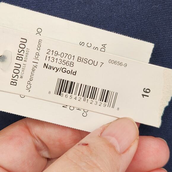 NWT Bisou Bisou Navy & Gold Grecian Halter Plus Mini Dress Women's 16 - Picture 5 of 10